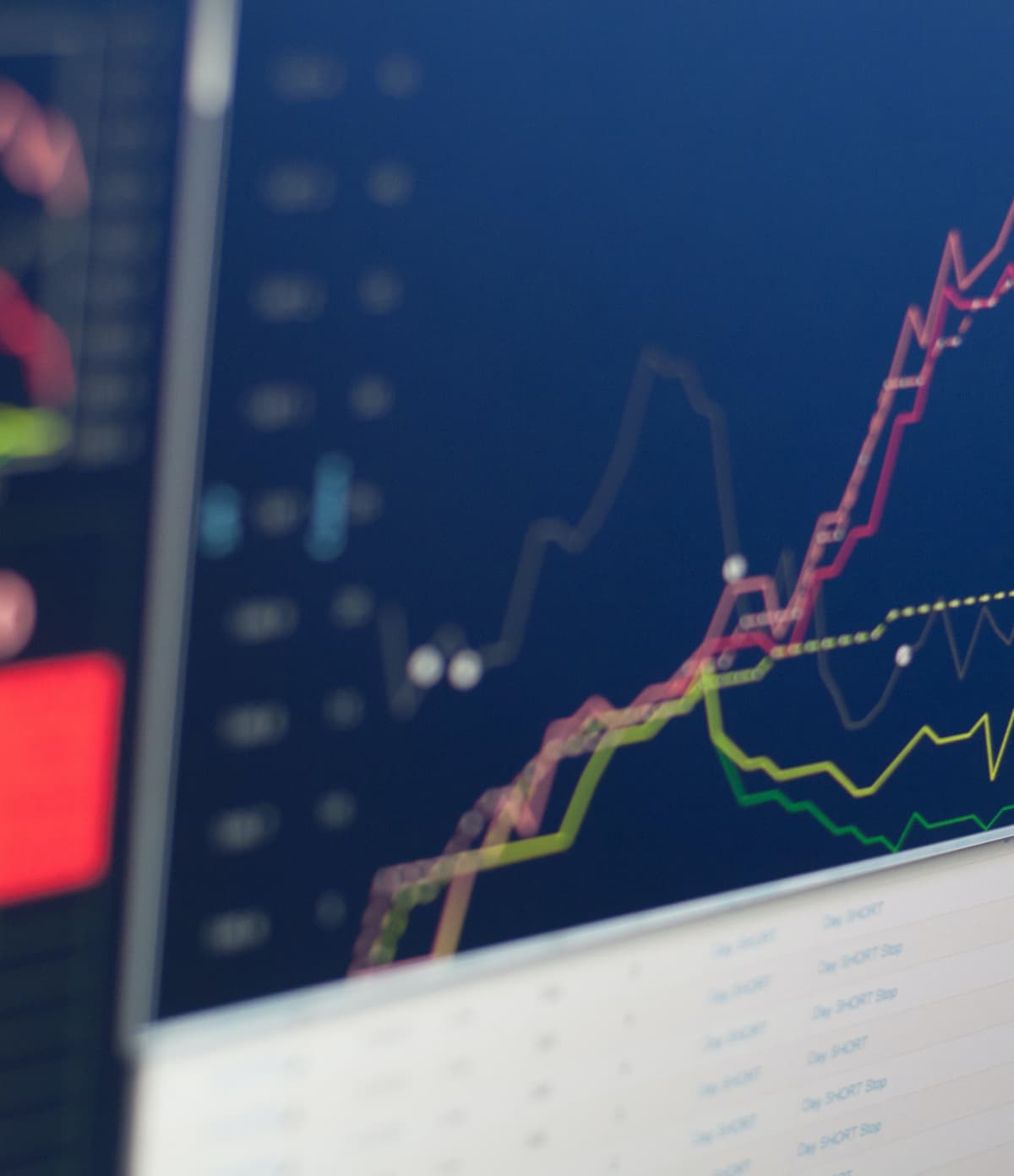 Static trading us stock graph view on a screen